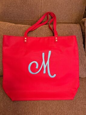Red Monogram Tote Bag with turquoise 'M' - Women Bags